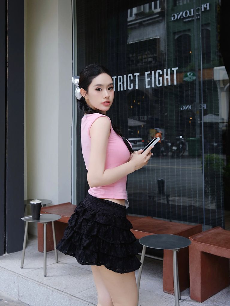 Áo Thun Sát Nách Nữ Basic Ôm Body Phối Ren - KEENA TOP - GOÛT DE JUN