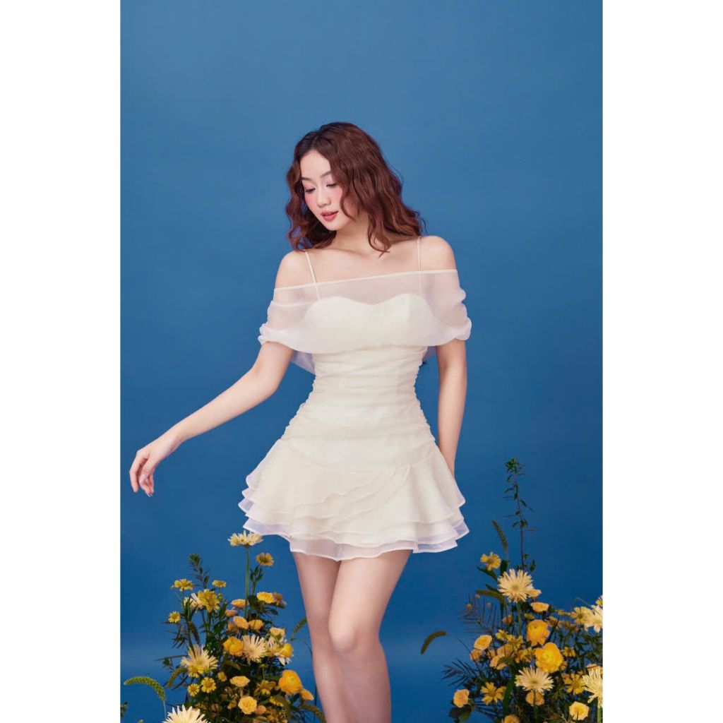 Đầm Dự Tiệc 2 Dây Phối Lưới Thiết Kế Tùng Xòe Tầng - KIERA DRESS - GOÛT DE JUN