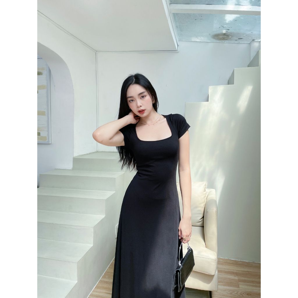 Đầm Nữ Dài Dáng Xòe Cổ Vuông Tay Ngắn - LULEE DRESS - GOÛT DE JUN