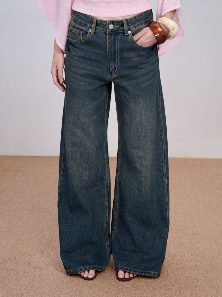 Quần Jeans Nữ ROVAL Wash Ống Rộng Basic GOUT DE JUN
