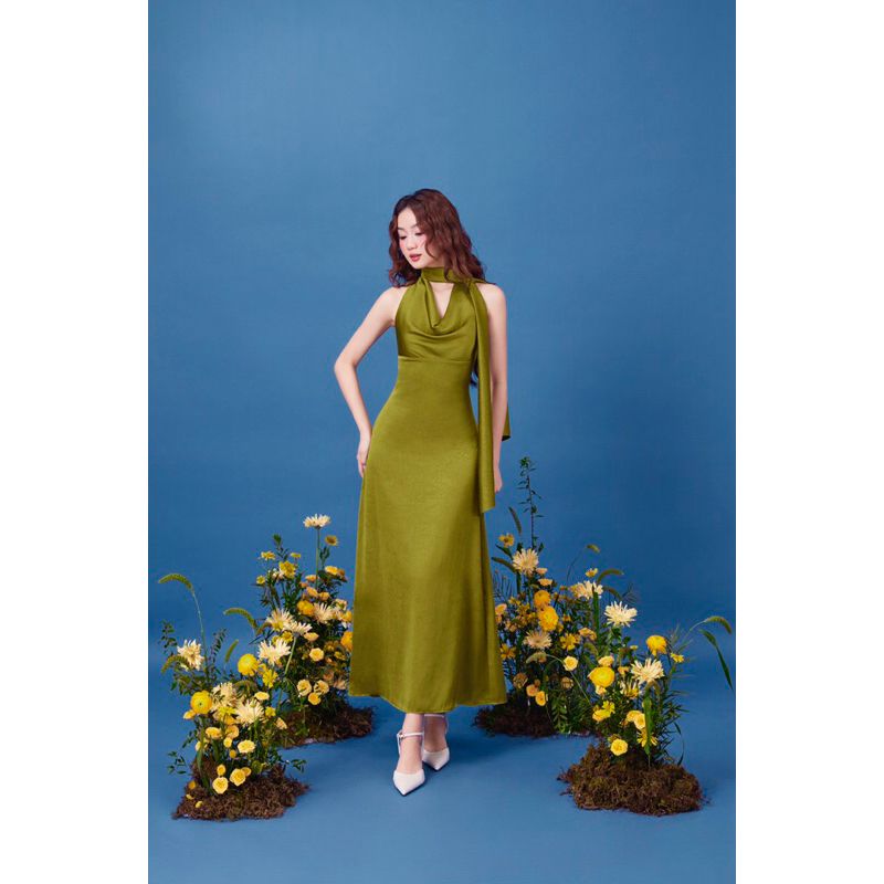 Đầm Lụa Nữ Dự Tiệc Cổ Đổ Hở Lưng Dáng Dài Sang Trọng - FIORI DRESS - GOÛT DE JUN