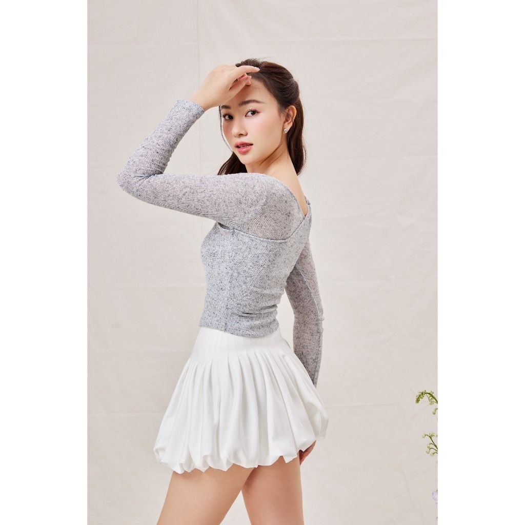 Áo Thun Nữ Thiết Kế Lệch Vai Tay Dài Ôm Body - BLOMY TOP - GOÛT DE JUN