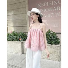 Áo hai dây nữ babydoll họa tiết hoa nổi - RONA TOP - GOÛT DE JUN
