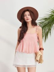 Áo Nữ WIROYS Hai Dây Mùa Hè Xếp Ly Dễ Thương GOUT DE JUN