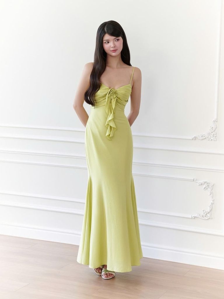 GOUT DE JUN Đầm Dài Hai Dây Dáng Đuôi Cá BANIZ DRESS Váy Cúp Ngực Phối Hoa Tôn Dáng FGDA2606140