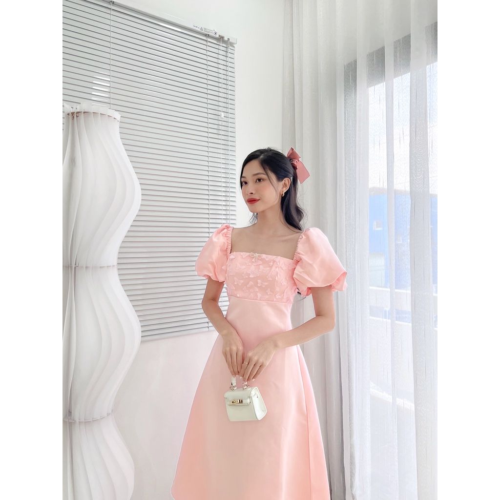 Đầm nữ tafta tay bồng họa tiết 3D - NABI DRESS - GOÛT DE JUN