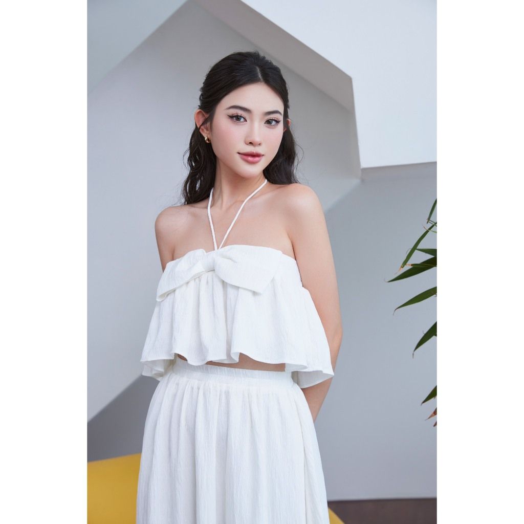 Set Áo Croptop Cột Nơ Mùa Hè Phối Chân Váy Dài (bán lẻ) - WASSI SET - GOÛT DE JUN