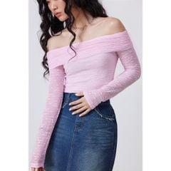 Áo Trễ Vai Tay Dài Ren Hoa Nhí Thời Trang Cho Nữ - JUDY TOP - GOÛT DE JUN