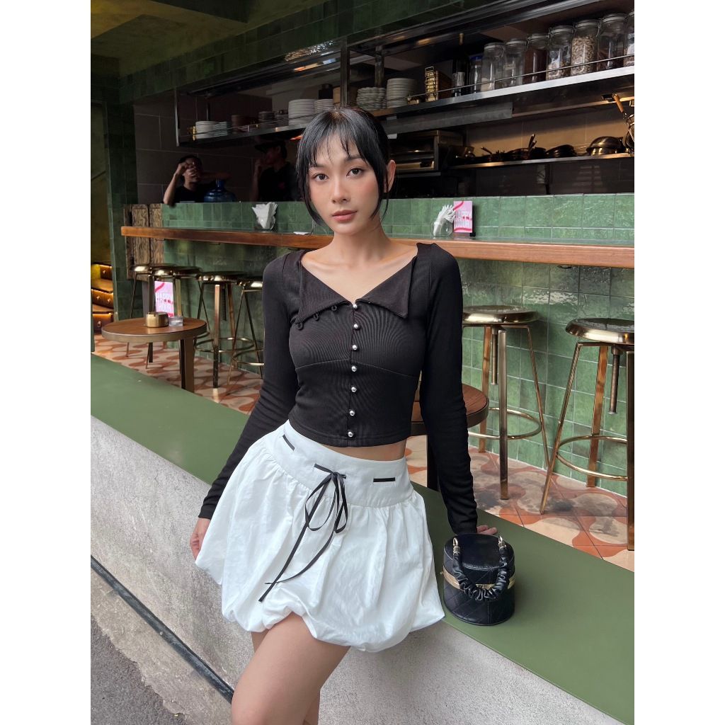 Chân Váy Nữ Thiết Kế Dáng Bí Ngắn Thắt Nơ Năng Động - JOLIC SKIRT - GOÛT DE JUN
