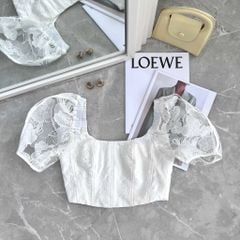 GOÛT DE JUN - Áo Croptop nữ tay phồng họa tiết hoa - Jiso Top