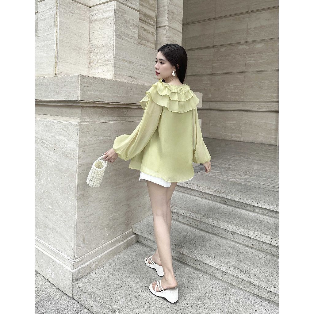 GOÛT DE JUN - Áo nữ thiết kế cổ bèo tay phồng - HEBE TOP