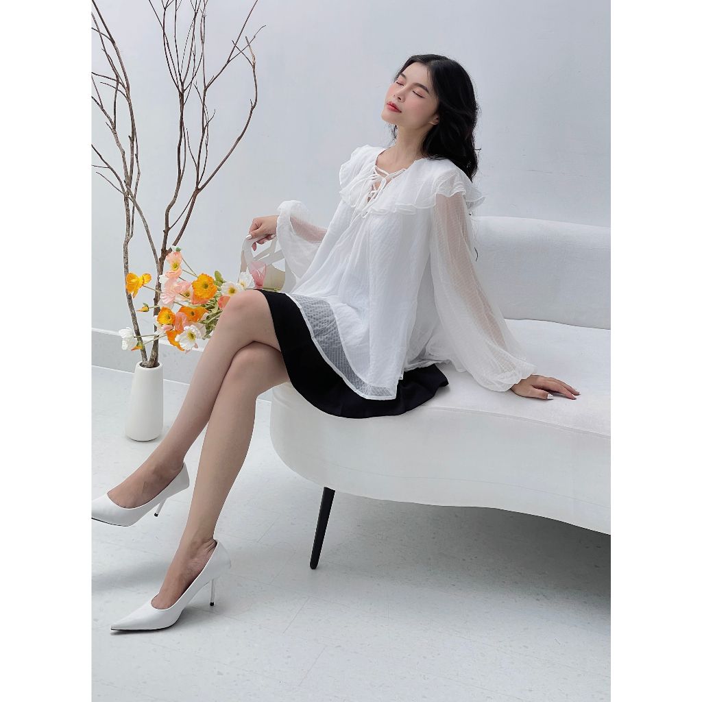 Áo Kiểu Nữ Cổ Bèo Hai Lớp Nữ Tính - TAYO TOP - GOÛT DE JUN