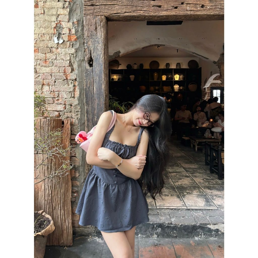 Đầm Nữ Thiết Kế Nhún Ngực Phối Nút Form Ngắn Dễ Thương - DOREE DRESS - GOÛT DE JUN