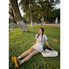 Quần Shorts Nữ Lưng Cao Kaki Năng Động Thêu Nơ- RUBER SHORTS - Goût De Jun