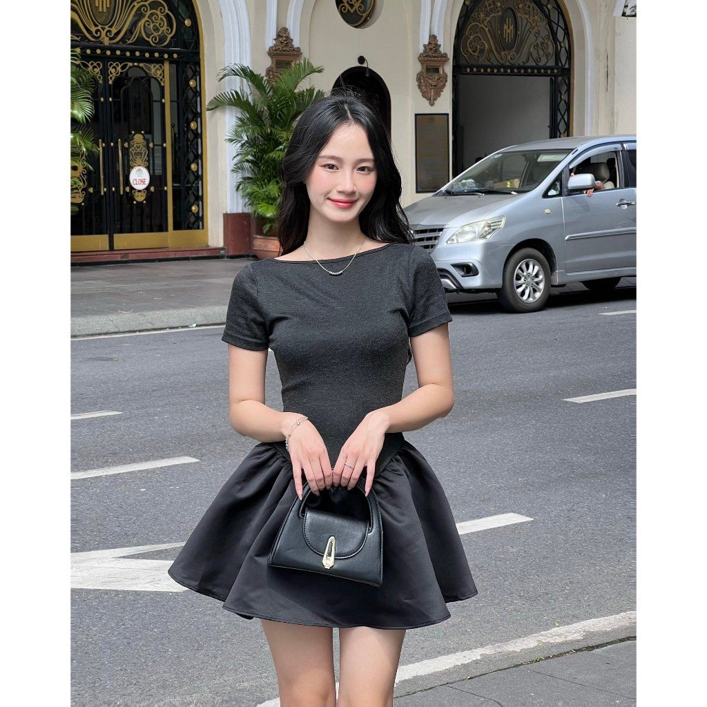 Đầm Nữ Ngắn Hở Lưng Form Xoè Bồng Dễ Thương - ROSHY DRESS - GOÛT DE JUN