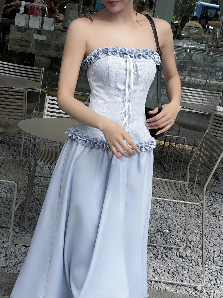Đầm Nữ Cúp Ngực Phối Bèo Ren Corset Cá Tính Quyễn Rũ - REAM DRESS - GOÛT DE JUN