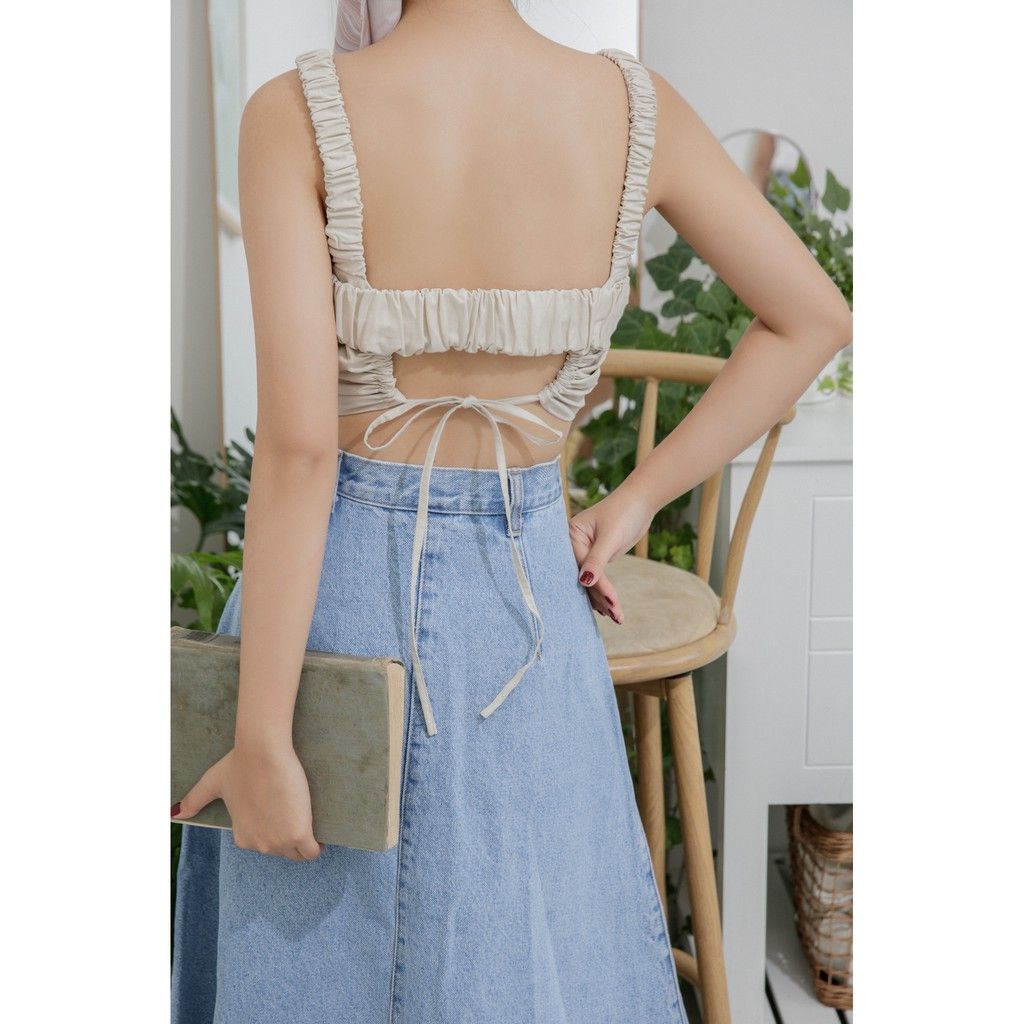 [Mã LT50 giảm 50k đơn 250k] Áo hai dây croptop Cut-out lưng Goût De Jun OLI TOP