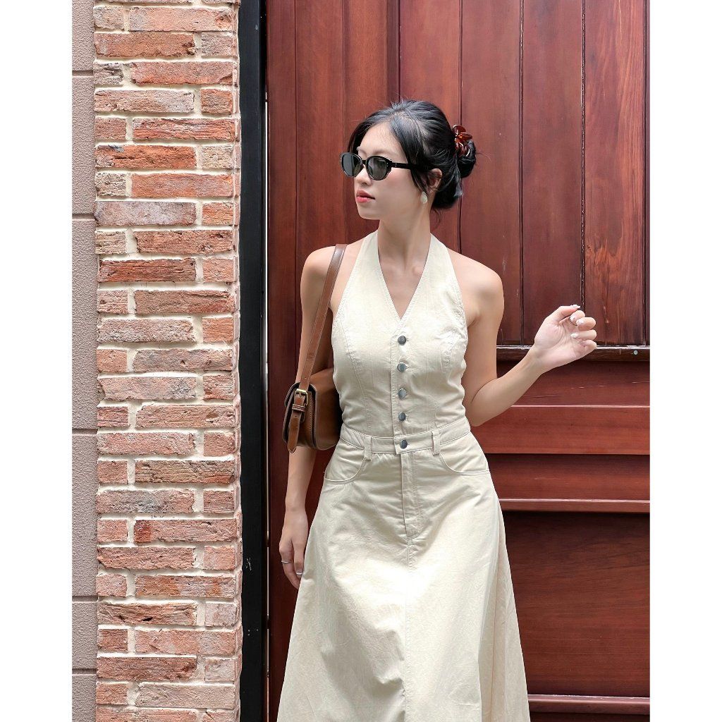 Đầm Nữ Thiết Kế Cổ Yếm Form Dài Tôn Dáng- MEIKO DRESS - GOÛT DE JUN