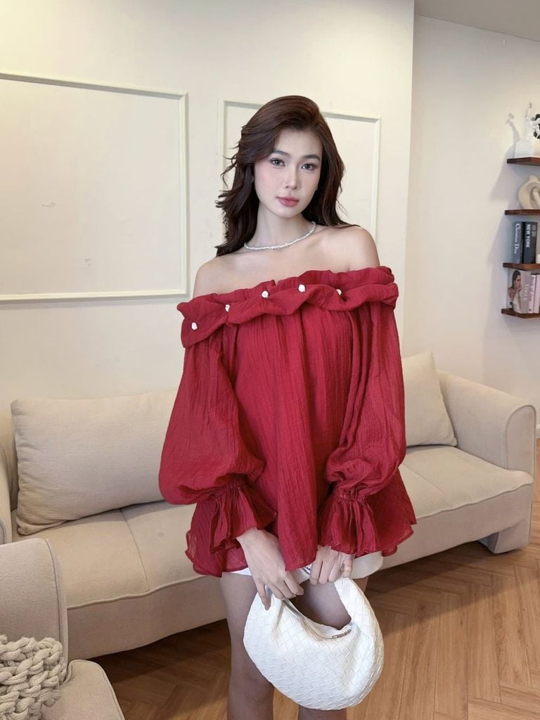 Áo Babydoll Nữ PHIGEN Trễ Vai Form Xòe Công Chúa - GOÛT DE JUN