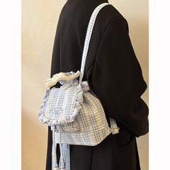 Balo Nữ Mini Caro Phối Ren Phong Cách Hàn Quốc 2025 - GOÛT DE JUN