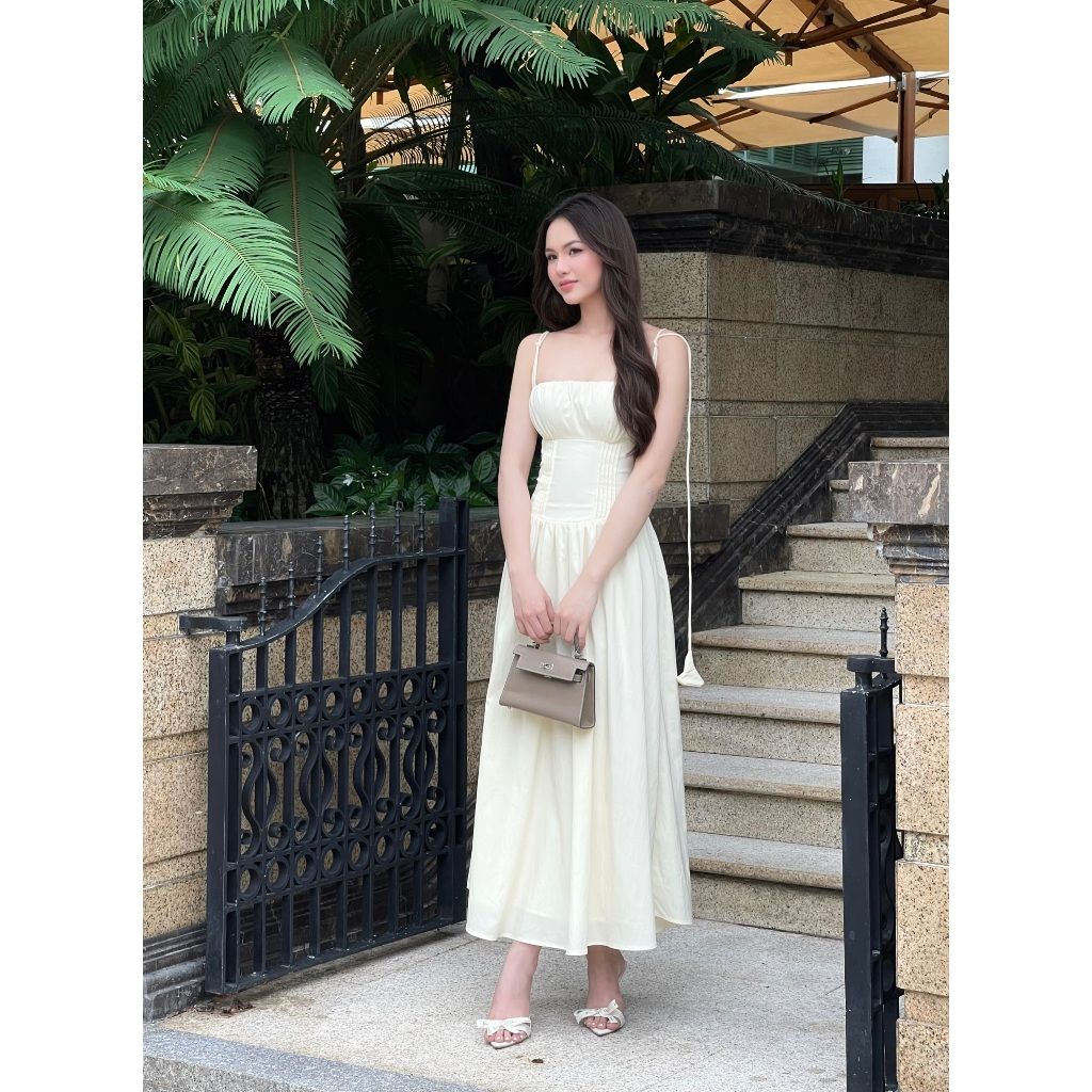 Đầm Nữ Hai Dây Dáng Dài Nhún Ngực Nữ Tính - JOSE DRESS - GOÛT DE JUN