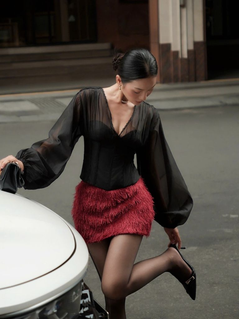 Áo Nữ ITASHA Tay Dài Corset Cổ V Quyến Rũ  GOÛT DE JUN
