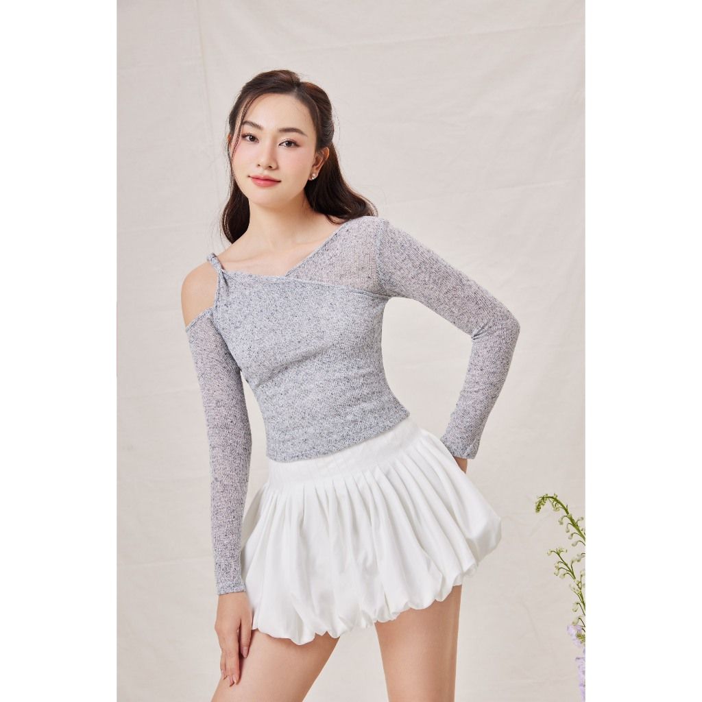Áo Thun Nữ Thiết Kế Lệch Vai Tay Dài Ôm Body - BLOMY TOP - GOÛT DE JUN