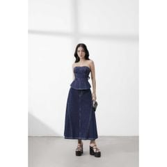 Chân Váy Nữ Denim Dáng Dài Viền Chỉ MARDI SKIRT - GOÛT DE JUN