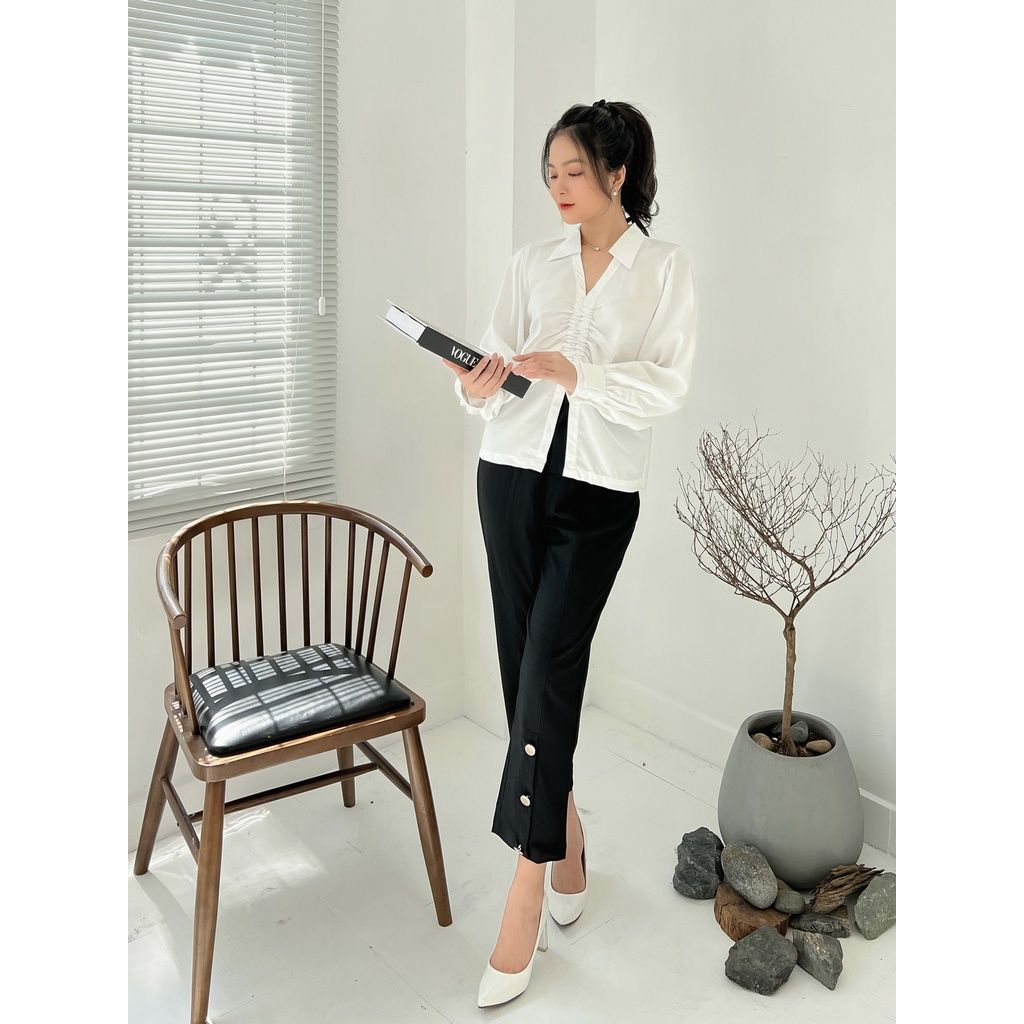 GOÛT DE JUN - Áo sơ mi freesize nhún ngực - XUCHI SHIRT