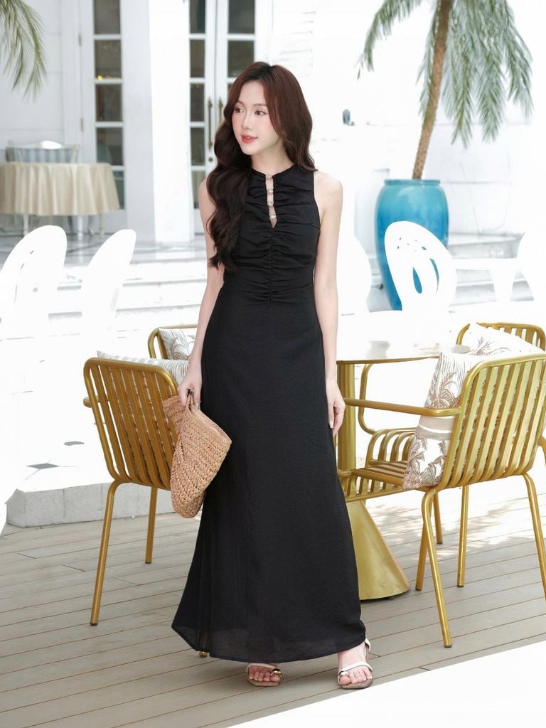 Đầm Nữ REXIEN Nhún Ngực Dáng Dài Nữ Tính GOUT DE JUN