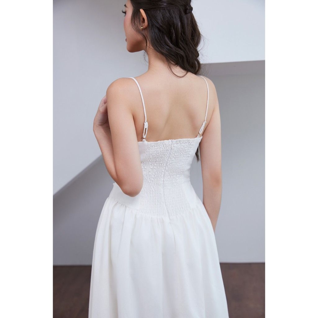Đầm Hai Dây Đi Biển Thiết Kế Nhún Dáng Dài (Hoa rời)  - MUNNI DRESS - GOÛT DE JUN