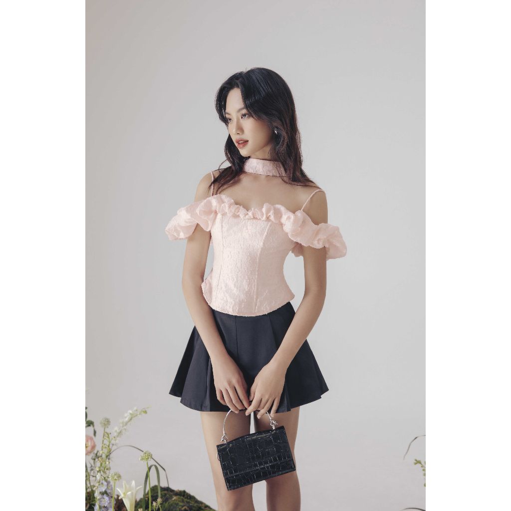 Áo Croptop Thiết Kế Trễ Vai Nữ Tính JUMI TOP - GOÛT DE JUN