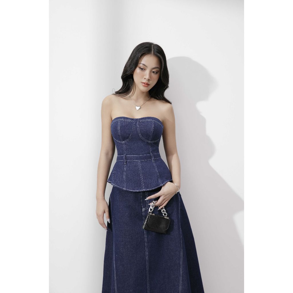 Áo Nữ Denim Thiết Kế Cúp Ngực TUBE TOP - GOÛT DE JUN