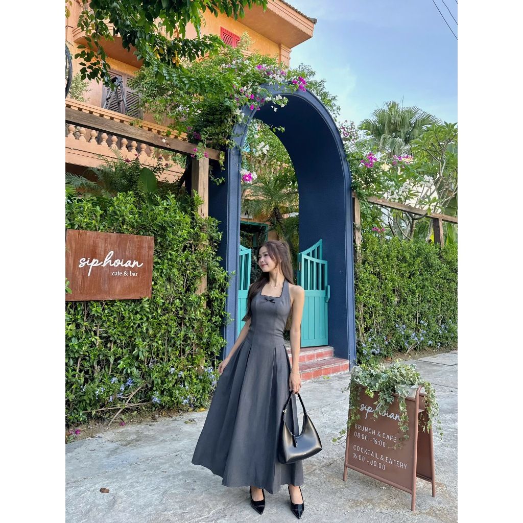 Đầm Nữ Thiết Kế Cổ Yếm Viền Ren Form Dài Tôn Dáng- OMAS DRESS - GOÛT DE JUN