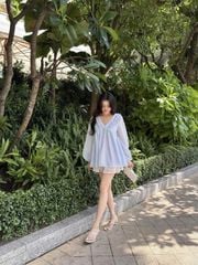 Áo Babydoll Nữ ERROPS Cổ V Phối Bèo Mùa Hè Dễ Thương GOÛT DE JUN