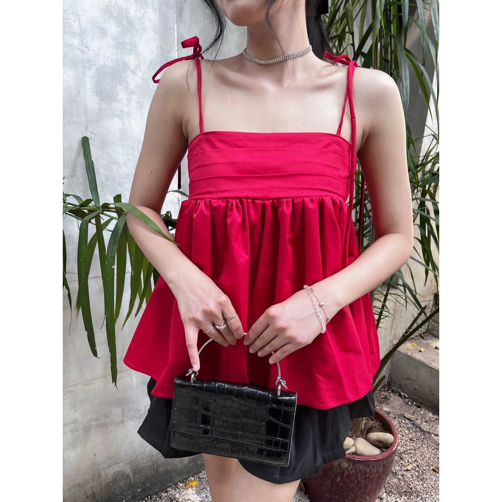 GOÛT DE JUN - Áo nữ thiết kế hai dây thắt nơ - JIAN TOP