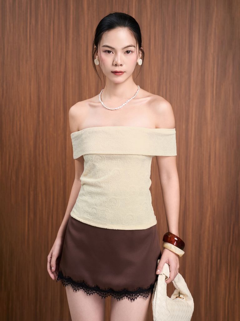 Chân Váy Nữ XIETY Chữ A Basic Phối Ren Nữ Tính GOÛT DE JUN