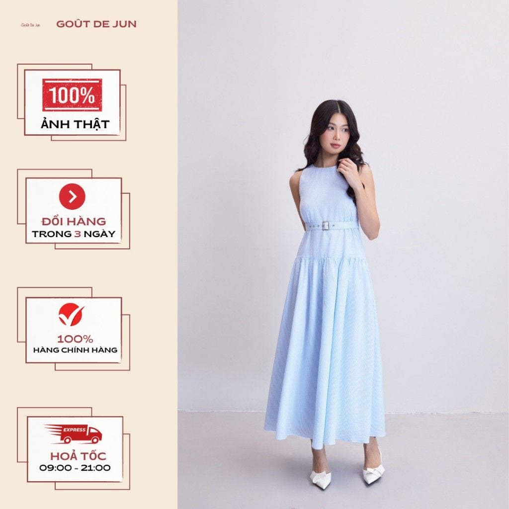 Đầm Nữ Dài Freesize Phối Thắt Lưng Tôn Dáng - ANDRA DRESS - GOÛT DE JUN