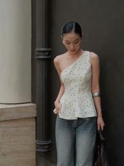 Áo Nữ GAPESS  Chấm Bi Lệch Vai Tôn Dáng GOUT DE JUN