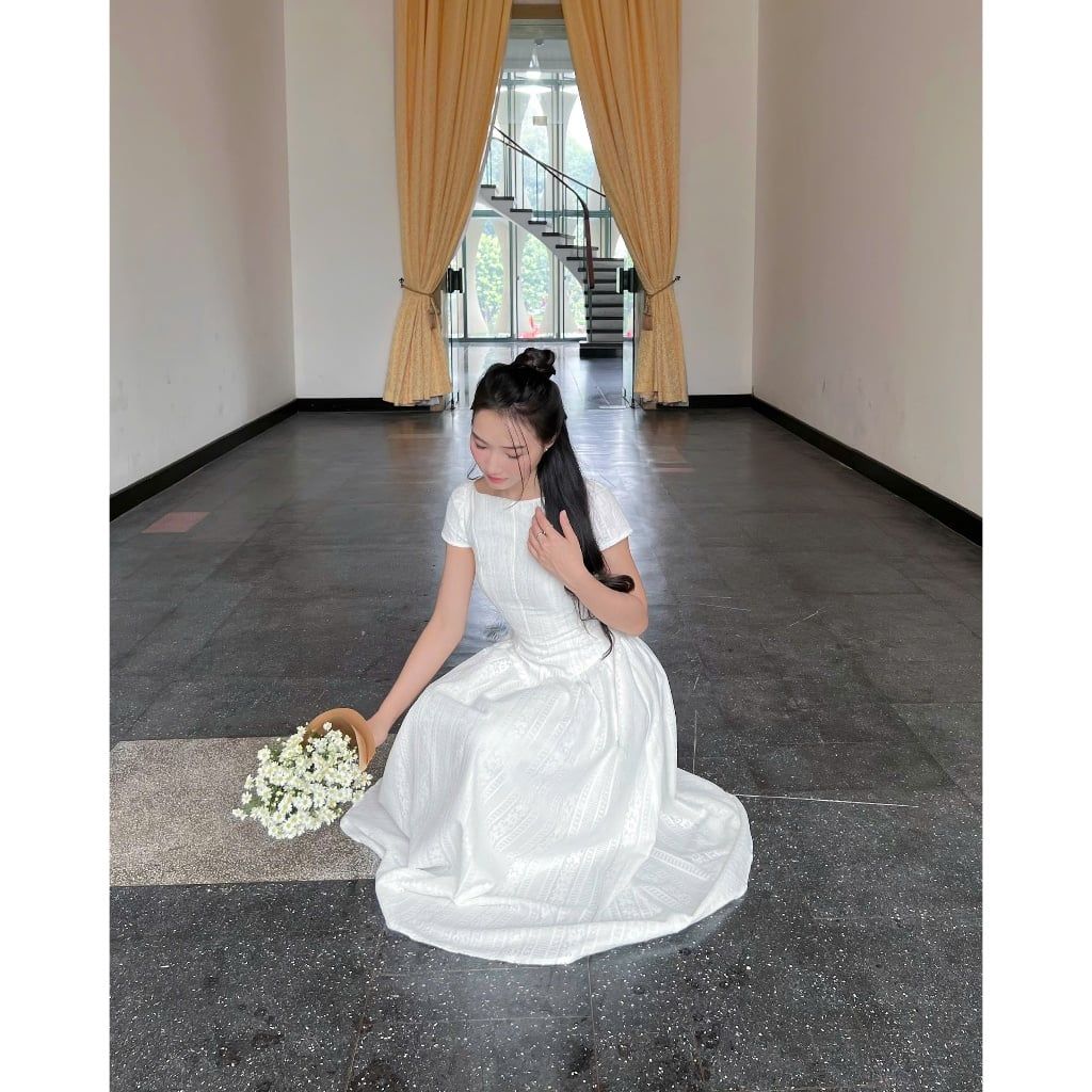 Đầm Dự Tiệc Tay Ngắn Thiết Kế Form Dài Thanh Lịch - ARCHI DRESS - GOÛT DE JUN