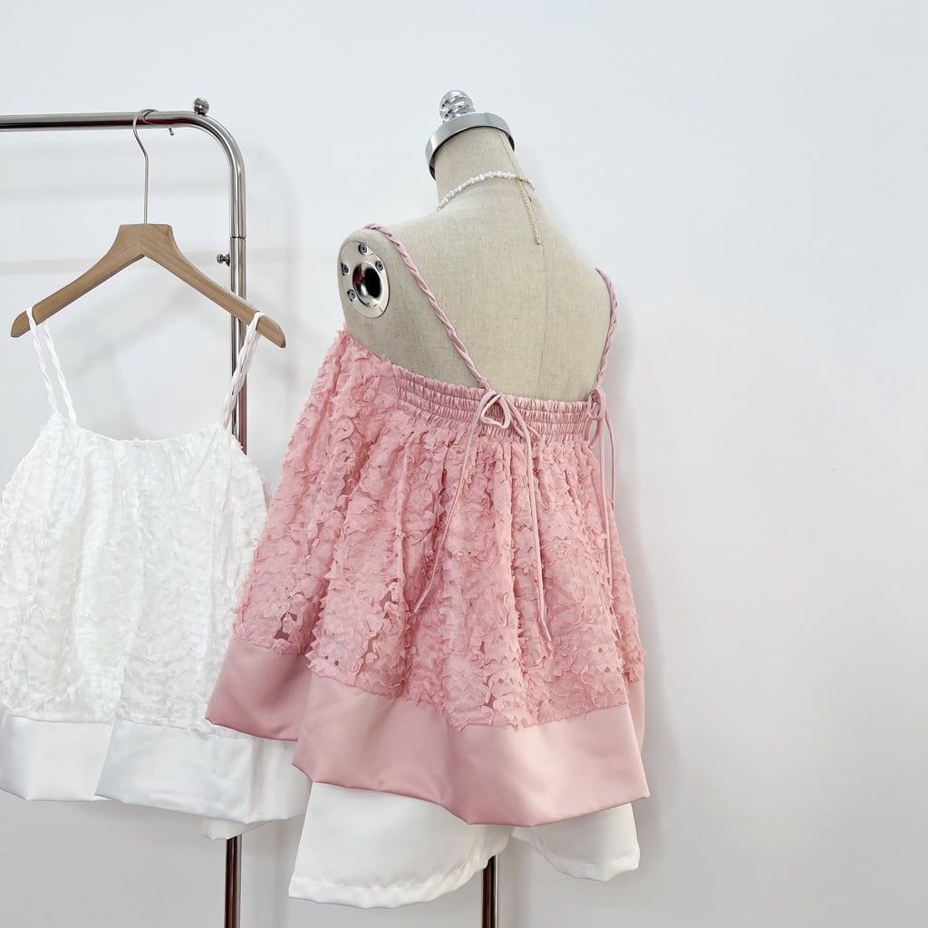 Áo hai dây nữ babydoll họa tiết hoa nổi - RONA TOP - GOÛT DE JUN