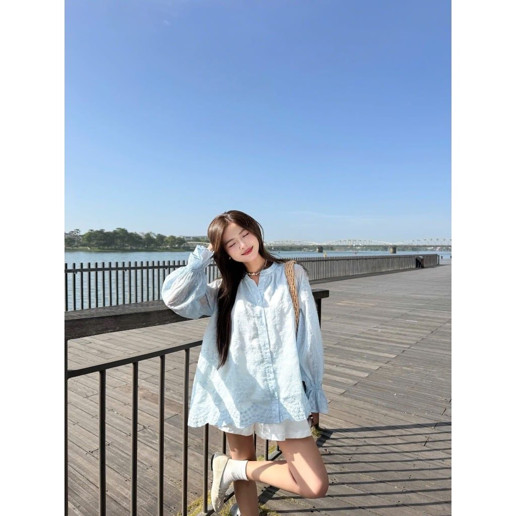Áo Babydoll Nữ Cổ Trụ Viền Bèo Bo Tay Siêu Xinh - TAWON TOP - GOÛT DE JUN