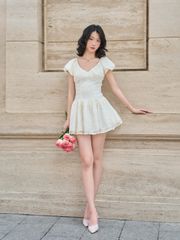 Đầm Nữ SIGHAL Cổ V Tay Phồng Dáng Xòe Nữ Tính GOÛT DE JUN