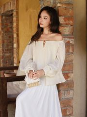 GOUT DE JUN Chân Váy Dài Lưng Chun Nhún Vải Cotton CARED Chân Váy Maxi Nữ Thời Trang FGKA2606080