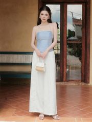 GOUT DE JUN Áo Hai Dây Chất Linen Cotton Ôm Body NOWDE Áo Cúp Ngực Bo Chun Lưng Cố Định FGBA2605105