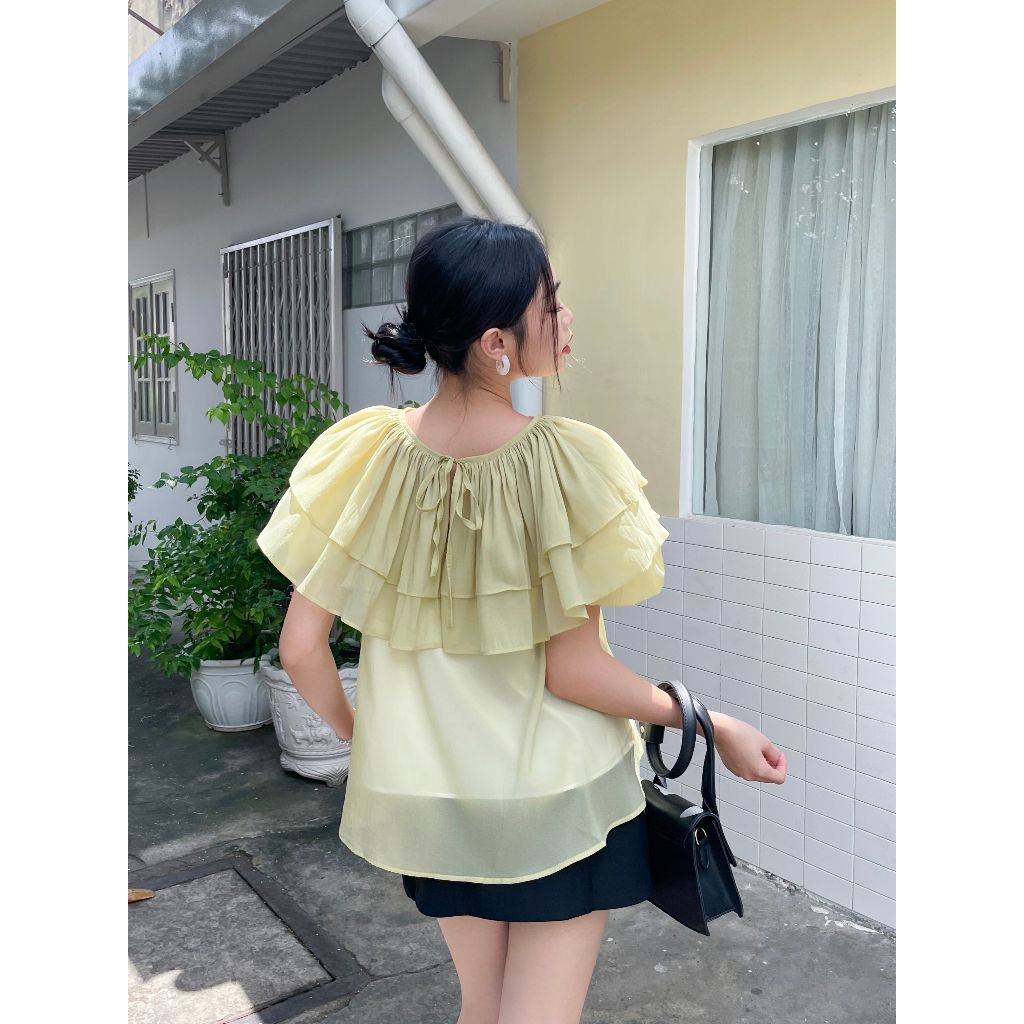 Áo Kiểu Nữ Thiết Kế Cổ Cách Điệu Chất Tơ 2 Lớp Freesize - PAWAE - GOÛT DE JUN