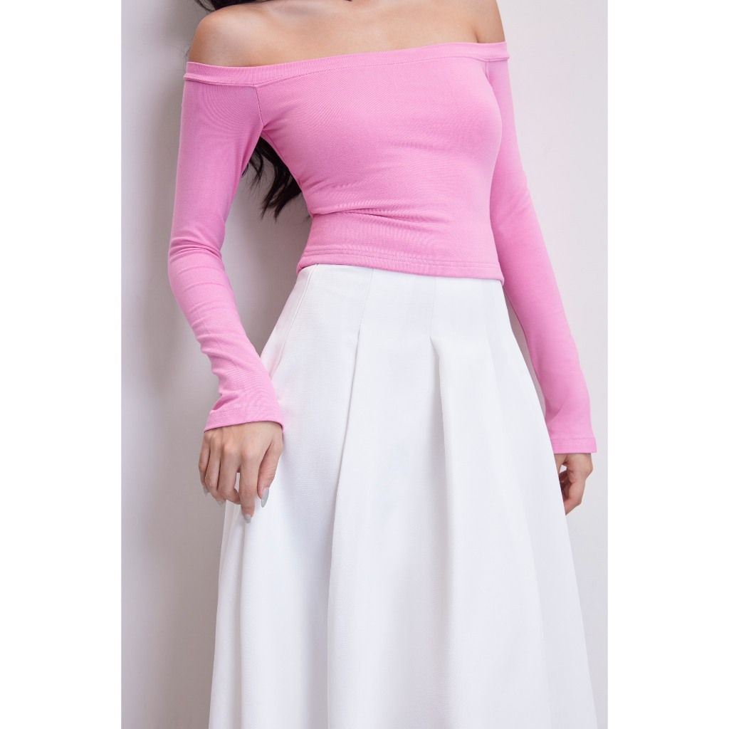 Áo Nữ Dài Tay Trễ Vai Nữ Tính Basic Dễ Phối Đồ  - DISA TOP - GOÛT DE JUN