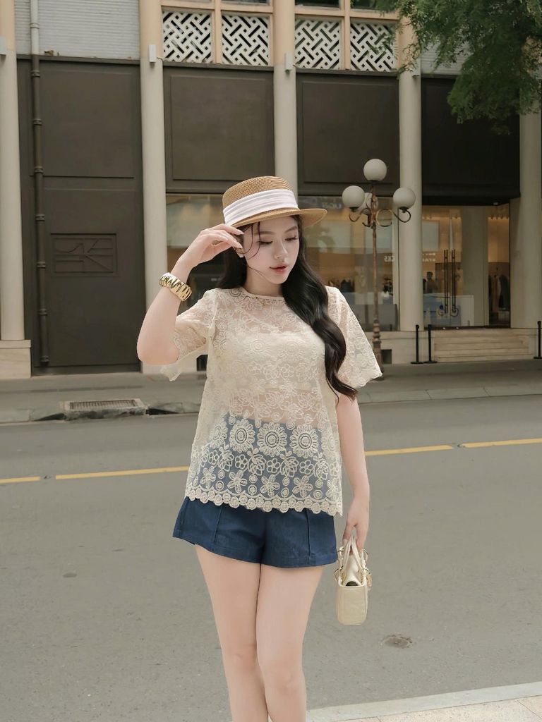 Áo Kiểu Nữ VERTOS TOP Xuyên Thấu Họa Tiết In Hoa Nổi Bật Nữ Tính GOÛT DE JUN