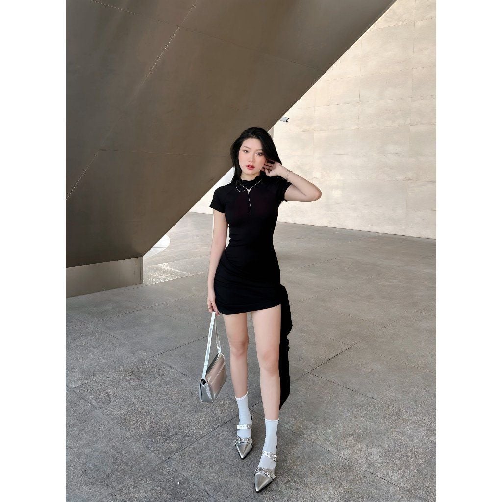 Đầm Body Basic Tay Ngắn Nhún Hông Tôn Dáng - PATINA DRESS - GOÛT DE JUN