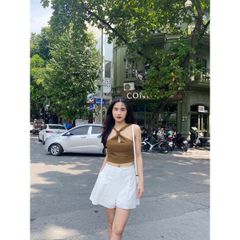 GOÛT DE JUN - Áo nữ croptop thun cổ chéo - Ruma Top